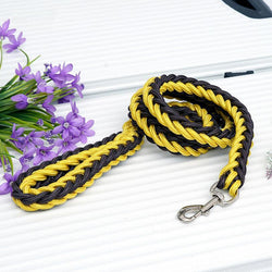 1.2M Length Large Dog Hand-knitted Leash Nylon Rope iron Buckle Pet Traction Rope For Big breed dogs Pet Traction Rope Golden