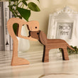 Family Puppy Wood Dog Craft Figurine Desktop Table Ornament Carving Model Home Office Decoration Pet Sculpture Christmas Gift