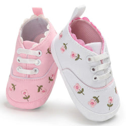 lioraitiin Summer Baby Infant Girl Soft Sole Crib Toddler Canvas Cute Flower Sneaker Shoes