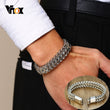 Vnox Vintage Oxidized Cool Double Curb Chain Bracelets for Men Stainless Steel Punk Antique Cubic Foxtail Chain Male Pulseira