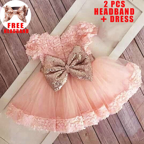 Infant Sequin Bow Baptism Dress for Girl Christening First 1st Birthday Dress Gown Party White Dresses for Baby Toddler Vestido