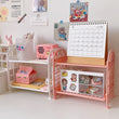 Korean Cute 2 Layer Cosmetic Brush Pencil Storage Rack Simple Desktop Stationery Organizer Rack Simple DIY Folding Handmade Rack