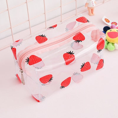 PURDORED 1 Pc Girl Clear Cosmetic Bag PVC Transparent Makeup Bag for Women Waterproof Zipper Beauty Case Travel  Toiletry Bags