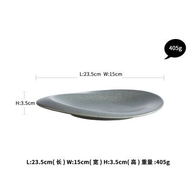 KINGLANG Design Nordic Grey Color Stone Hat Shape Sushi Plate Rice Bowl for Restaurant Pebbles Feeling Smooth Sauce Dish