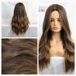 ALAN EATON Ombre Wavy Wigs Black Brown Blonde Middle Part Cosplay Synthetic Wigs with Bangs For Women Long Hair Wigs Fake Hair