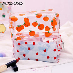 PURDORED 1 Pc Girl Clear Cosmetic Bag PVC Transparent Makeup Bag for Women Waterproof Zipper Beauty Case Travel  Toiletry Bags