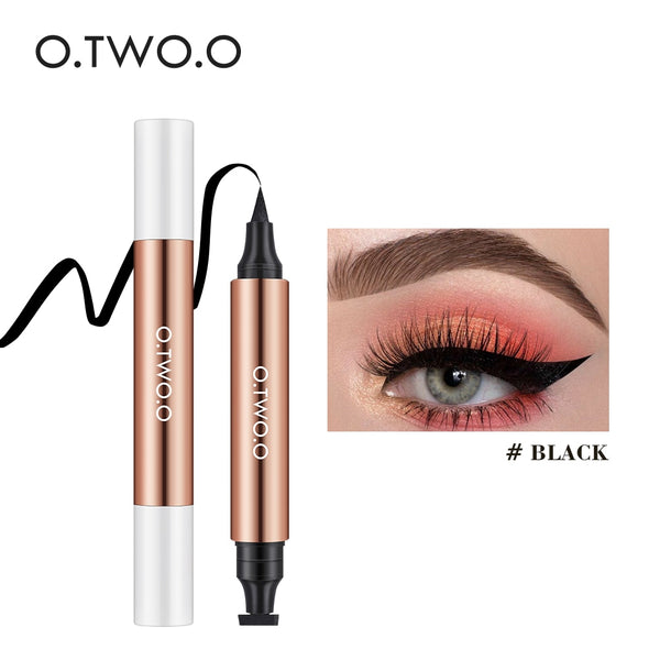 O.TWO.O Eyeliner Stamp Black Liquid Eyeliner Pen Waterproof Fast Dry Double-ended Eye Liner Pencil Make-up for Women Cosmetics