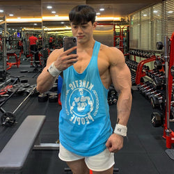 Gym Sleeveless Shirt Men Bodybuilding Tank Tops Fitness Workout Cotton Print Singlet Stringer Undershirt Male Casual Summer Vest