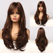 ALAN EATON Ombre Wavy Wigs Black Brown Blonde Middle Part Cosplay Synthetic Wigs with Bangs For Women Long Hair Wigs Fake Hair