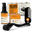 4 Pcs/Set Beard Growth Kit Men's Beard Growth Oil Nourishing Enhancer Beard Oil Beard Care With Comb Beard Roller Beard Oil