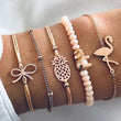 4pcs/Set Bohemian Stone beads chains bracelets Set For Women Metal Heart Round Tassel charm Bangle Fashion Jewelry