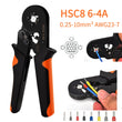 HSC8 6-4A ferrule Crimping Pliers 0.25-10MM² wire crimper tool Wire Stripper Hand Ferrule Crimp set Plier KIT With1200 Terminals