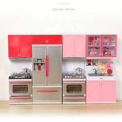 Miniature Simulation Kitchen Toys Cooking Model Child Interaction Pretend Play Toys with Light Sound