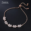 ZAKOL Fashion White Leaf Bracelets Bangles for Women Shinny Marquise Cut Cubic Zirconia Bridal Wedding Party Jewelry BP061