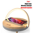 Multifuction Wireless Charger Bluetooth Speaker for IPhone 13 14 Wooden Table Lamp High Power Charging Light Speaker Bluetooth