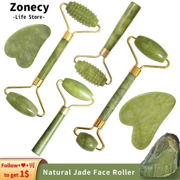 Natural Facial Massager Roller Jade Face Guache Scraper Neck Body Relaxation Slimming Gua Sha Board Beauty Thin Lift Skin Care