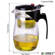 BORREY Borosilicate Glass Teapot Heat Resistant Glass Teapot With Tea Infuser Filter Puer Kettle 500Ml Kung Fu Tea Flower Teapot