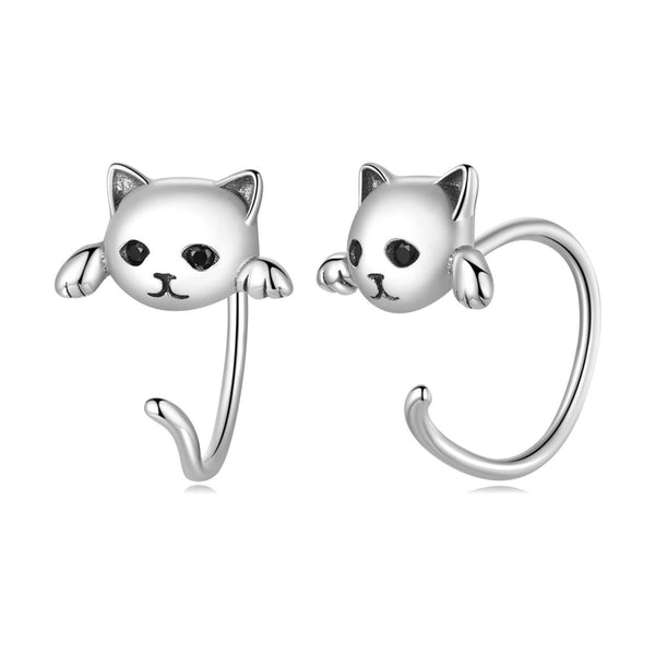 bamoer Genuine 925 Sterling Silver Minimalist Cute Tail Stud Earrings for Women Animal Fashion Jewelry Orecchini SCE965