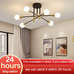 Modern Nordic E27 Black LED Ceiling Chandelier Edison Bulbs Indoor Light Fixtures For Bedroom Living Room Lamp