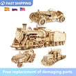 Robotime Rokr Wooden Mechanical Train 3D  Puzzle Car Toy Assembly Locomotive Model Building Kits for Children Kids Birthday Gift