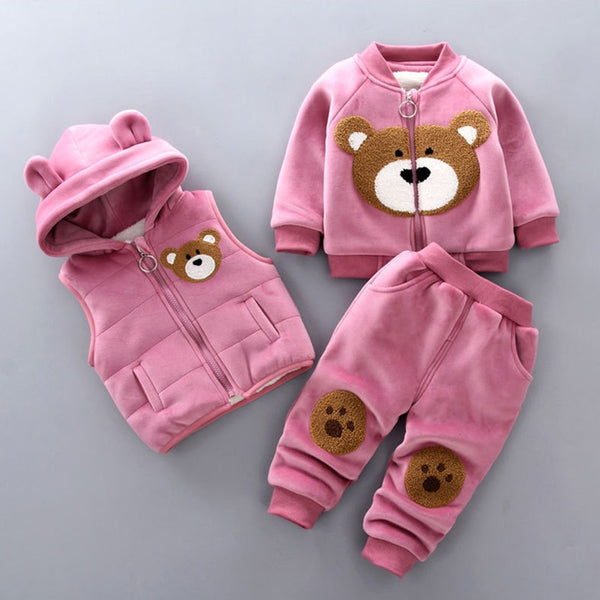 Fashion Baby Boys Clothes Autumn Winter Warm Baby Girls Clothes Kids 3pcs Outfits Suit Newborn Baby Clothes Infant Clothing Sets