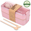 3 Layers Lunch Box Microwavable Japanese Bento Food Container Eco-Friendly Wheat Straw 900ml Lunchbox