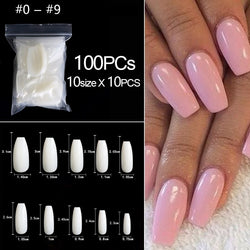 RIKONKA 100/500pcs/Bag False Ballerina Natural/Transparent Coffin Fake Nails Manicure Nails for Extension&Protection Nail Art