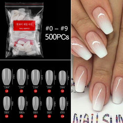 RIKONKA 100/500pcs/Bag False Ballerina Natural/Transparent Coffin Fake Nails Manicure Nails for Extension&Protection Nail Art