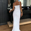 Missord Maxi Dress Women 2022 Sequins V Neck Party Fashion Sexy   Evening Spaghetti Strap Bodycon Long Dresses Sleeveless White