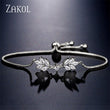 ZAKOL Fashion White Leaf Bracelets Bangles for Women Shinny Marquise Cut Cubic Zirconia Bridal Wedding Party Jewelry BP061