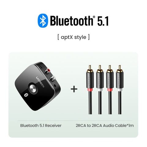 UGREEN Bluetooth RCA Receiver 5.1 aptX HD 3.5mm Jack Aux Wireless Adapter Music for TV Car RCA Bluetooth 5.0 3.5 Audio Receiver