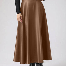 Celmia 2023 Autumn PU Leather Midi Skirts Women Elegant OL High Waist Party Skirt Fashion Office Lady Solid Jupe Street Faldas