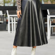 Celmia 2023 Autumn PU Leather Midi Skirts Women Elegant OL High Waist Party Skirt Fashion Office Lady Solid Jupe Street Faldas