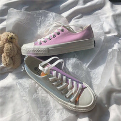 Women's Color Changing Canvas Shoes Trendy Fashion Versatile Low-top Lace-up Boarding Shoes Cute Fairy Colorful  Kawaii Sneakers