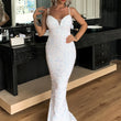 Missord Maxi Dress Women 2022 Sequins V Neck Party Fashion Sexy   Evening Spaghetti Strap Bodycon Long Dresses Sleeveless White