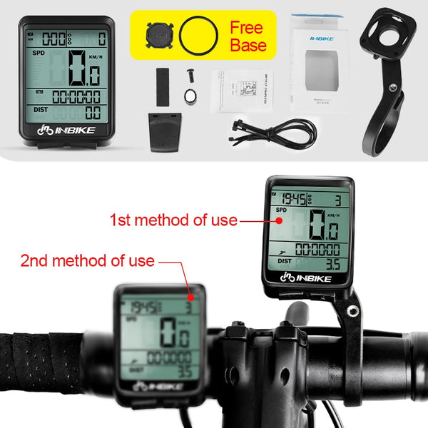 INBIKE Waterproof Bicycle Wireless And Wired MTB Bike Cycling Odometer Stopwatch Speedometer Watch LED Digital Rate