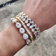 ZAKOL Fashion White Leaf Bracelets Bangles for Women Shinny Marquise Cut Cubic Zirconia Bridal Wedding Party Jewelry BP061