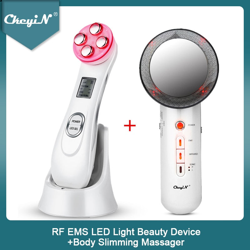 Electronic CkeyiN RF EMS LED Light Facial Massage Machine Wrinkles