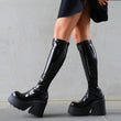 GIGIFOX Sexy Party Big Size 43 Chunky High Heels Platform Goth Black Women Boots Brand Design Fashion Luxury Shoes Boots Women