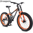 Wolf&#39;s Fang Bicycle 26 Inch 24 Speed Fat Bikes Mountain Bike Road MTB Man Double Damping Front Fork Wide Tire Different Wheels