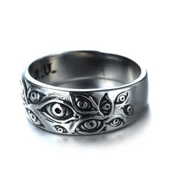 Punk Fashion Rings for Women Men Retro Hip-Hop Personality Ring Engraved Demon Eye Retro Hipster Ring Hollow Cross Rings