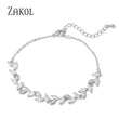 ZAKOL Fashion White Leaf Bracelets Bangles for Women Shinny Marquise Cut Cubic Zirconia Bridal Wedding Party Jewelry BP061