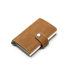 Customized Wallet Credit Card Holder Men Gifts Purse RFID Aluminium Box Bank Card Holder Vintage Leather Wallet with Money Clips