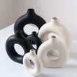 Vilead Square Circular Hollow Ceramic Vase Donuts Nordic Flower Home Decoration Accessories Office Living Room Interior Decor