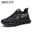 Men&#39;s Flame Printed Sneakers Flying Weave Sports Shoes Comfortable Running Shoes Outdoor Men Athletic Shoes