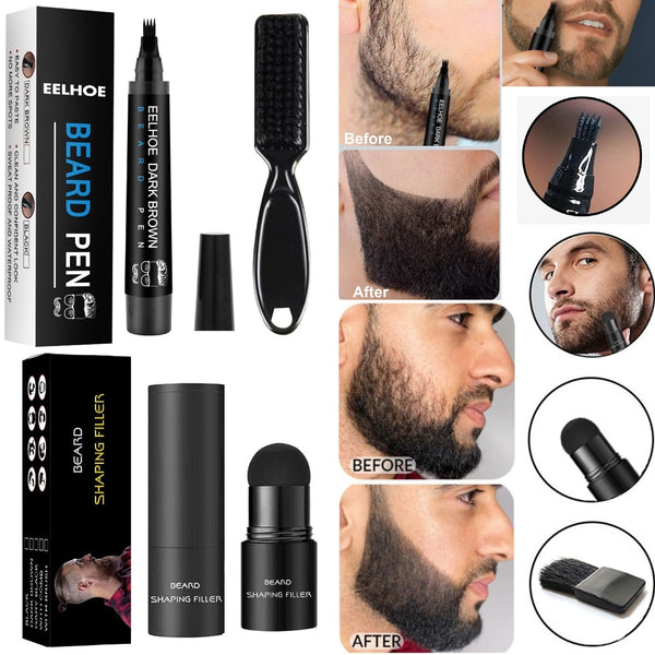 Beard Brush Filler Pencil Enhancer Lasting Thicker Moustache Shaping Tool Waterproof Beard Pen And Beard Brush