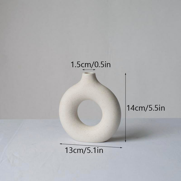 Vilead Square Circular Hollow Ceramic Vase Donuts Nordic Flower Home Decoration Accessories Office Living Room Interior Decor