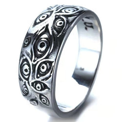 Punk Fashion Rings for Women Men Retro Hip-Hop Personality Ring Engraved Demon Eye Retro Hipster Ring Hollow Cross Rings