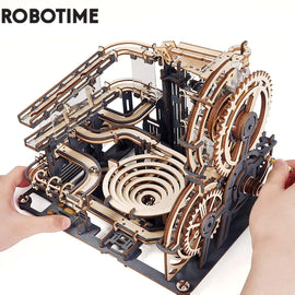 Robotime Rokr Marble Run Set 5 Kinds 3D Wooden Puzzle DIY Model Building Block Kits Assembly Toy Gift for Teens Adult Night City