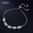 ZAKOL Fashion White Leaf Bracelets Bangles for Women Shinny Marquise Cut Cubic Zirconia Bridal Wedding Party Jewelry BP061